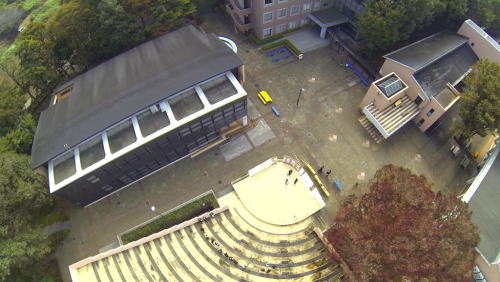 共栄大学ステージ上空からの撮影